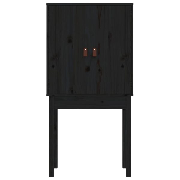 Credenza Nera 60x40x120 Cm In Legno Massello Di Pino - Image 6