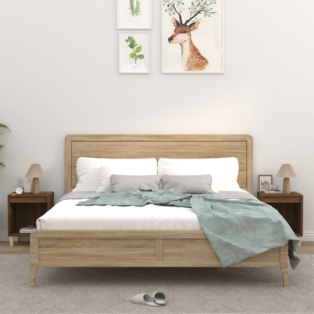 Comodini 2 Pz Rovere Marrone 40x35x50 cm