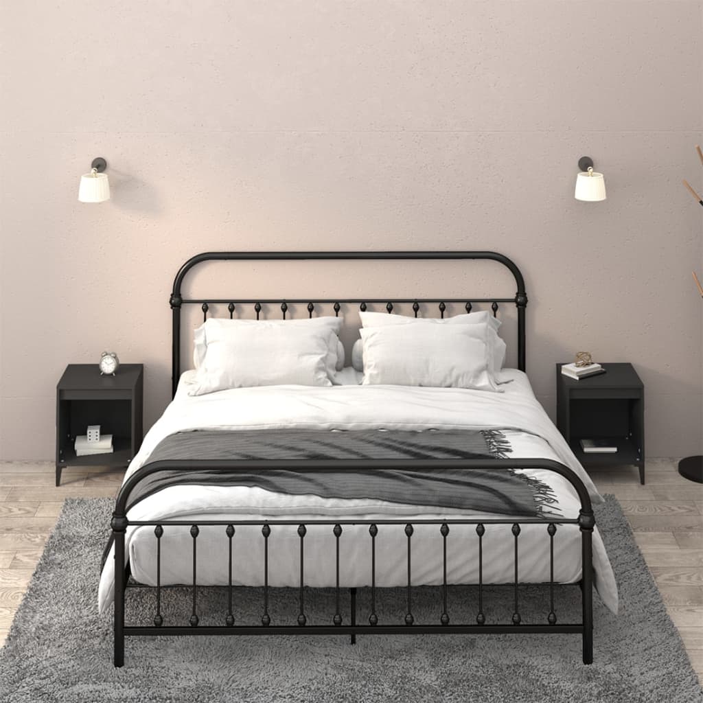 Comodini 2 Pz Nero 40x35x50 cm