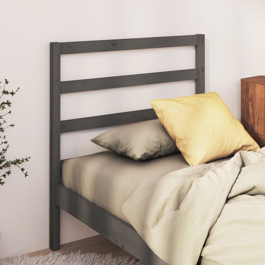 Testiera Per Letto Grigia 95x4x100 Cm In Legno Massello Di Pino