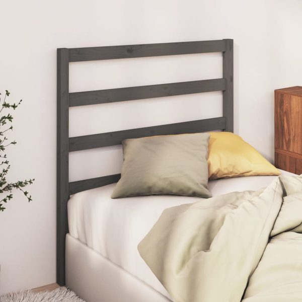 Testiera Per Letto Grigia 95x4x100 Cm In Legno Massello Di Pino - Image 3