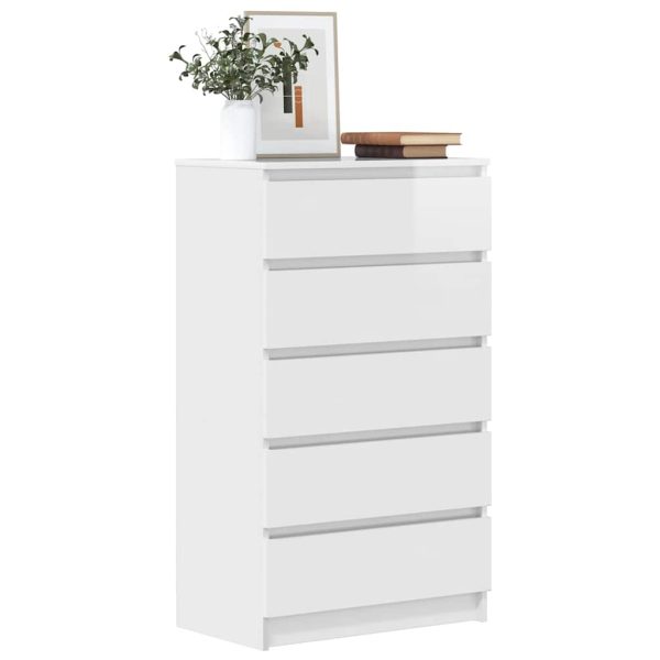 Cassettiera Bianco Lucido 60x36x103 Cm In Legno Multistrato