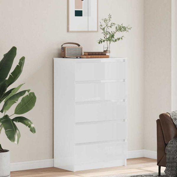 Cassettiera Bianco Lucido 60x36x103 Cm In Legno Multistrato - Image 3