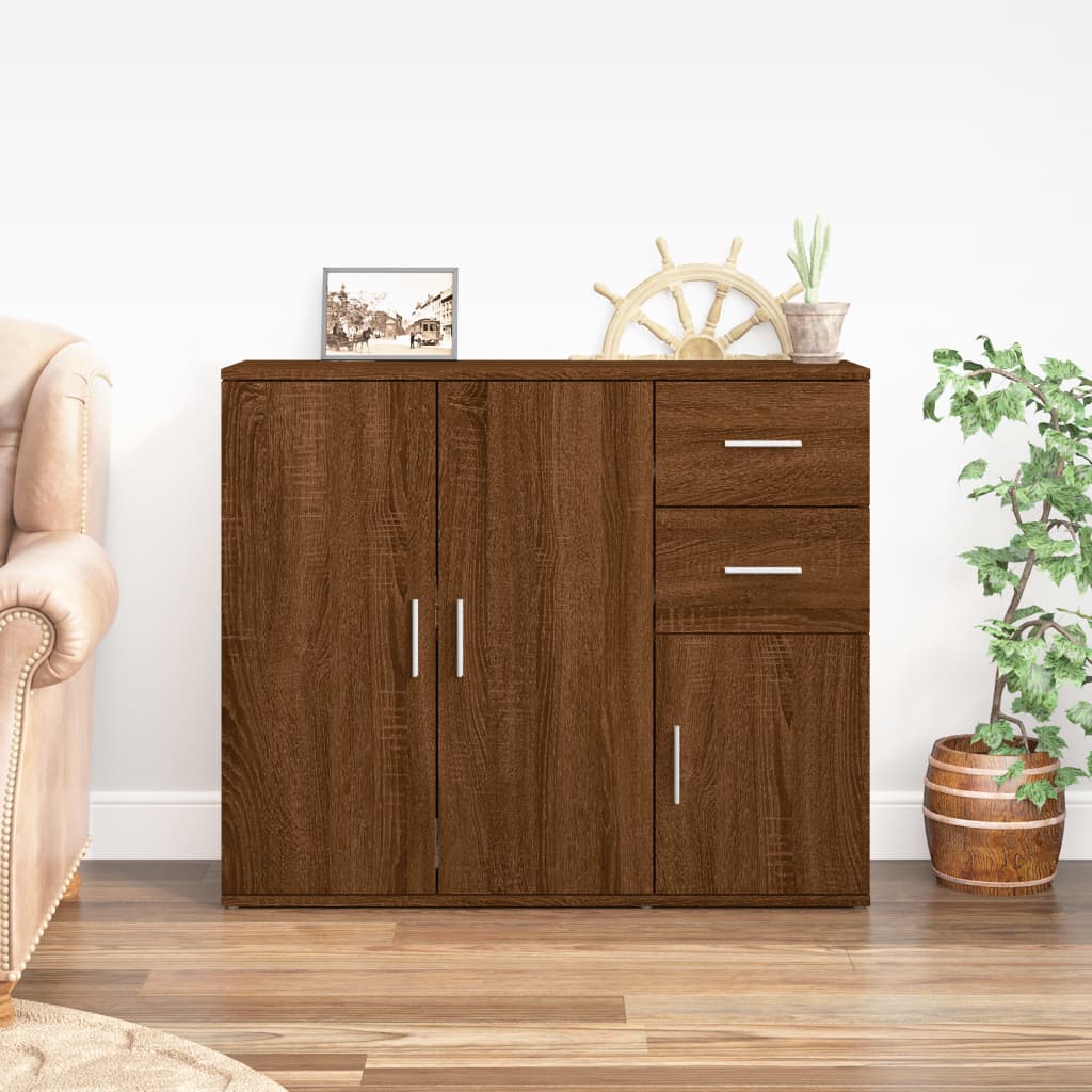 Credenza Rovere Marrone 91x29,5x75 Cm In Legno Multistrato