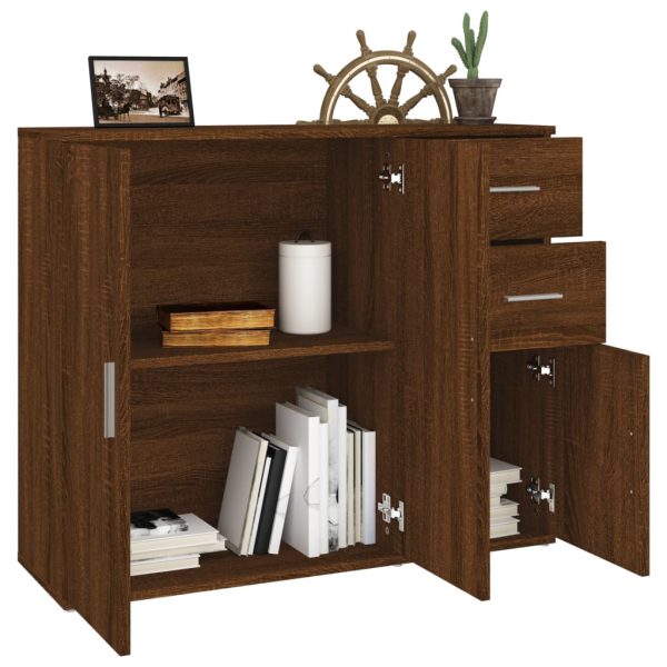 Credenza Rovere Marrone 91x29,5x75 Cm In Legno Multistrato - Image 4