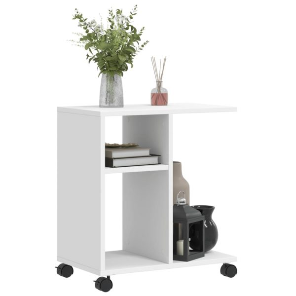 Tavolino Con Ruote Bianco 50x30x55 Cm In Legno Multistrato - Image 4
