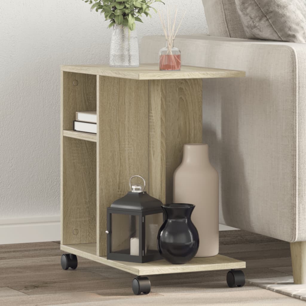 Tavolino Con Ruote Rovere Sonoma 50x30x55 Cm Legno Multistrato