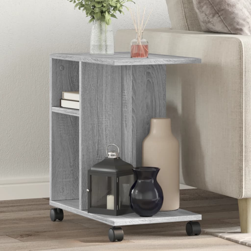 Tavolino Con Ruote Grigio Sonoma 50x30x55 Cm Legno Multistrato