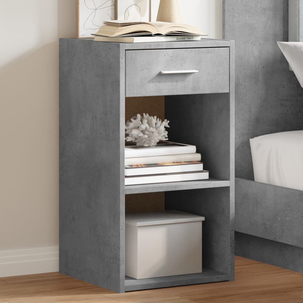 Comodini 2 Pz Grigio Cemento 35x34x65 Cm In Legno Multistrato