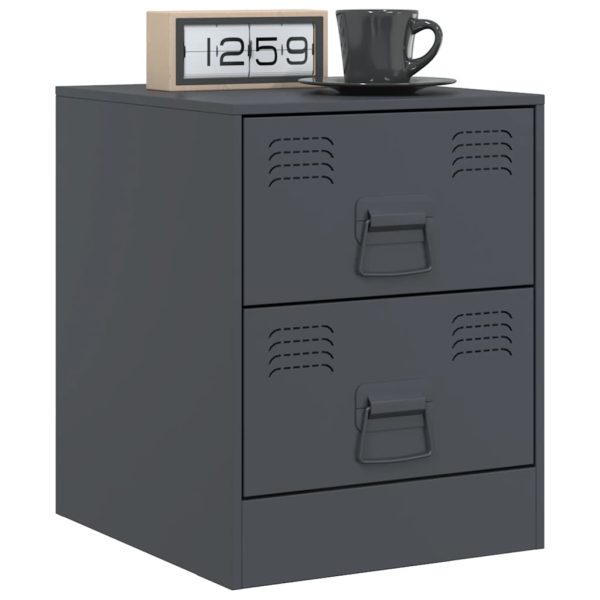Comodini 2 Pz Antracite 34,5x39x44 Cm In Acciaio - Image 3
