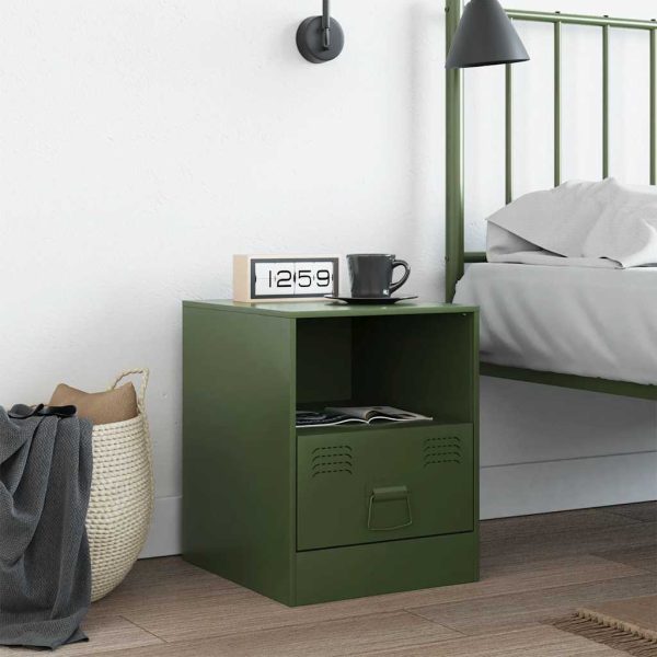 Comodino Verde Oliva 34,5x39x44 Cm In Acciaio - Image 3