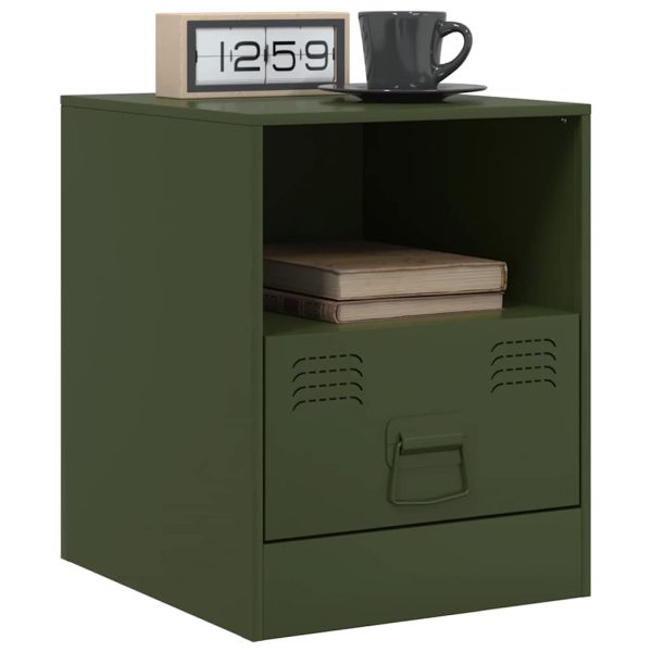 Comodino Verde Oliva 34,5x39x44 Cm In Acciaio - Image 4
