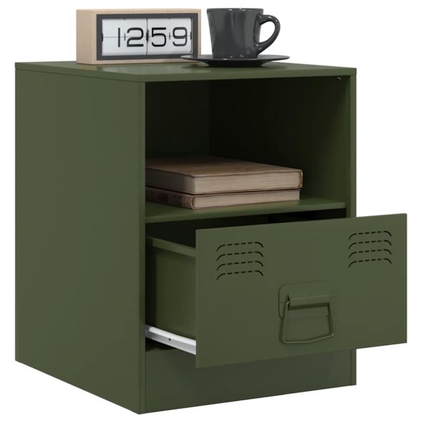 Comodino Verde Oliva 34,5x39x44 Cm In Acciaio - Image 5