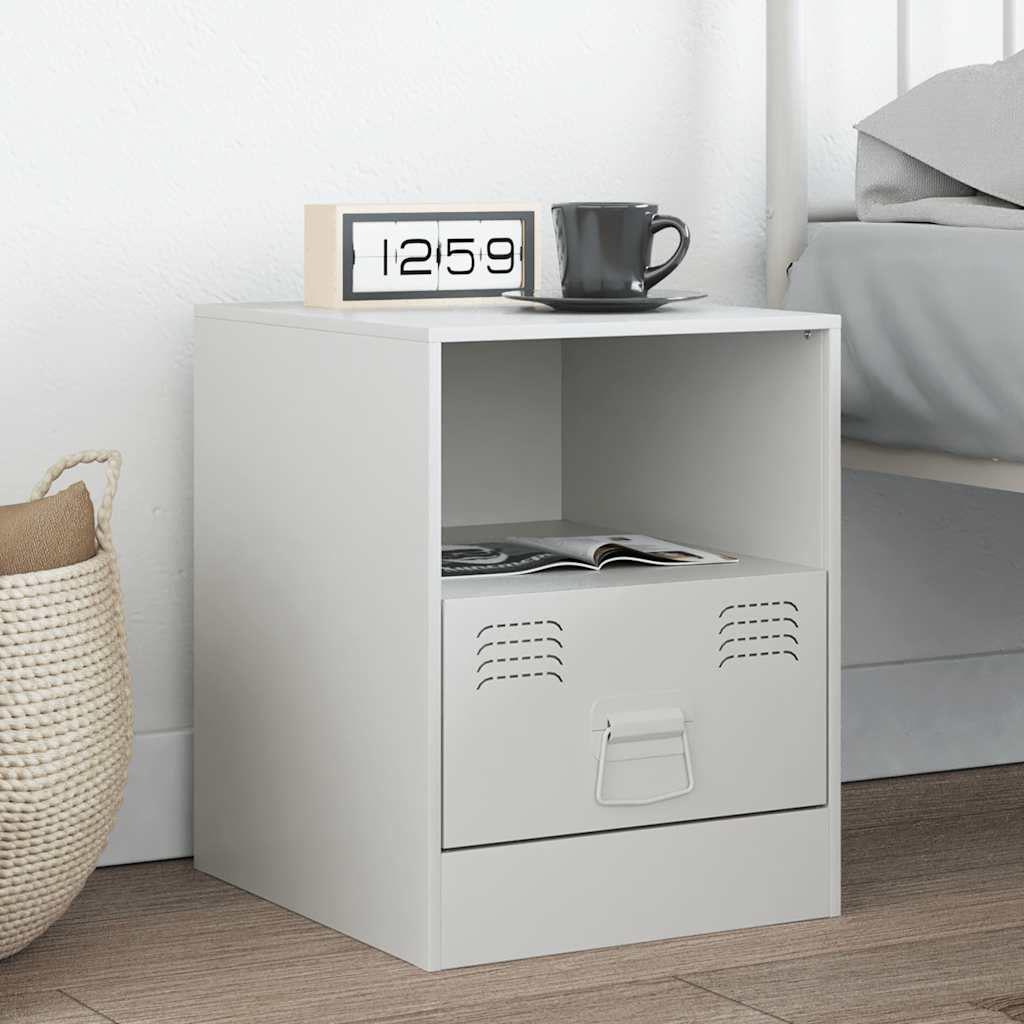 Comodino Bianco 34,5x39x44 Cm In Acciaio