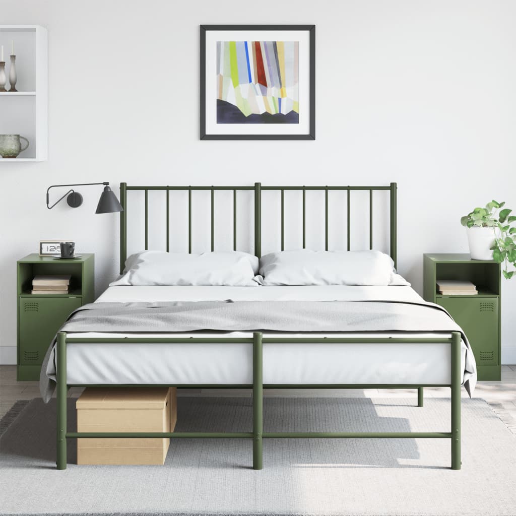 Comodini 2 Pz Verde Oliva 34,5x39x62 Cm In Acciaio
