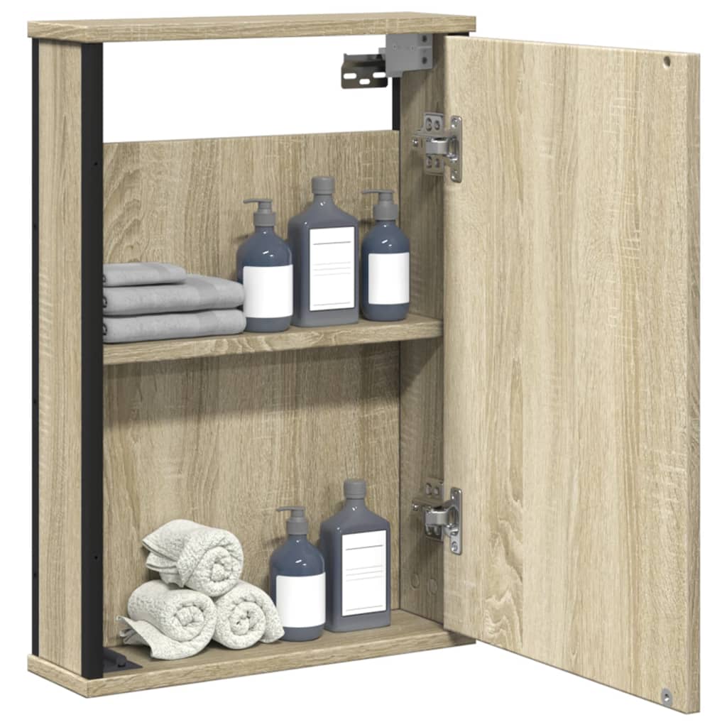 Mobile Bagno Con Specchio Rovere Sonoma 42x12x60 Cm Multistrato