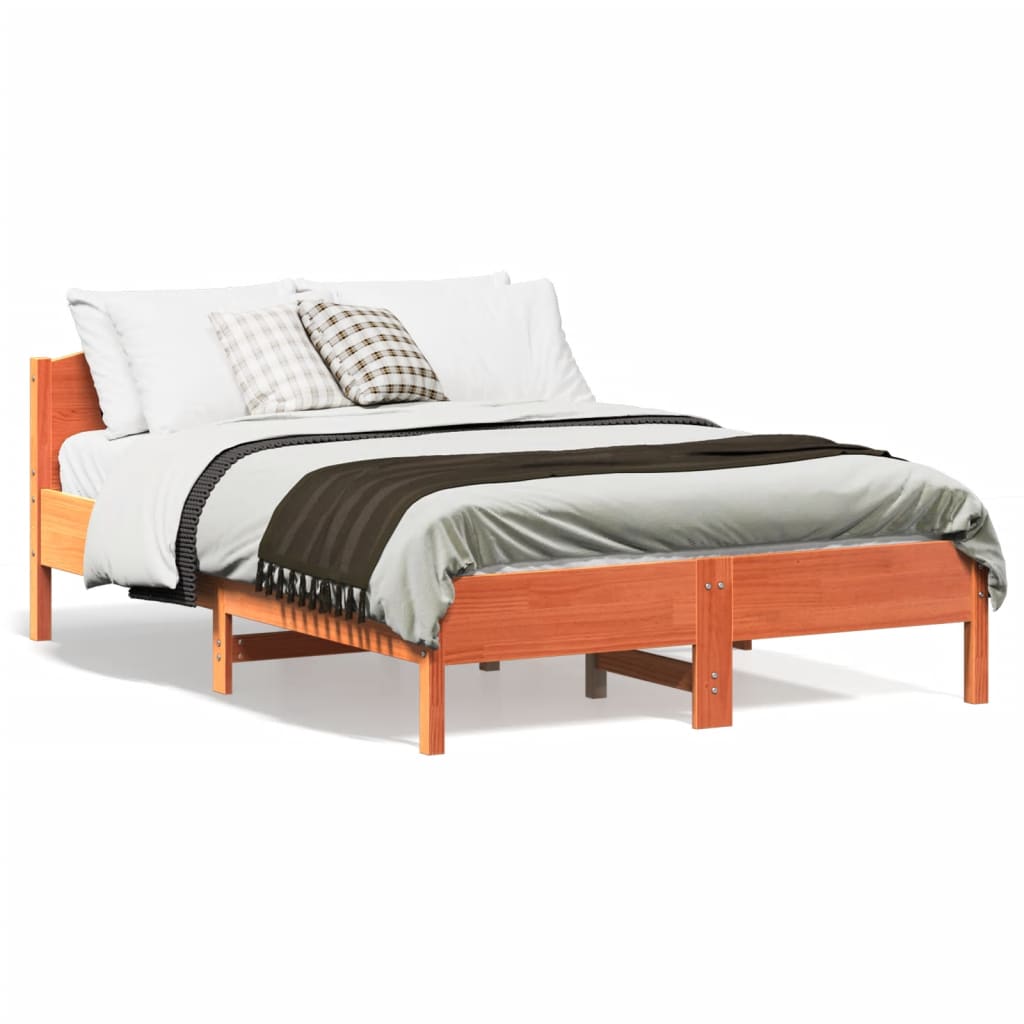 Letto Senza Materasso Marrone Cera 135x190 Cm In Legno Di Pino