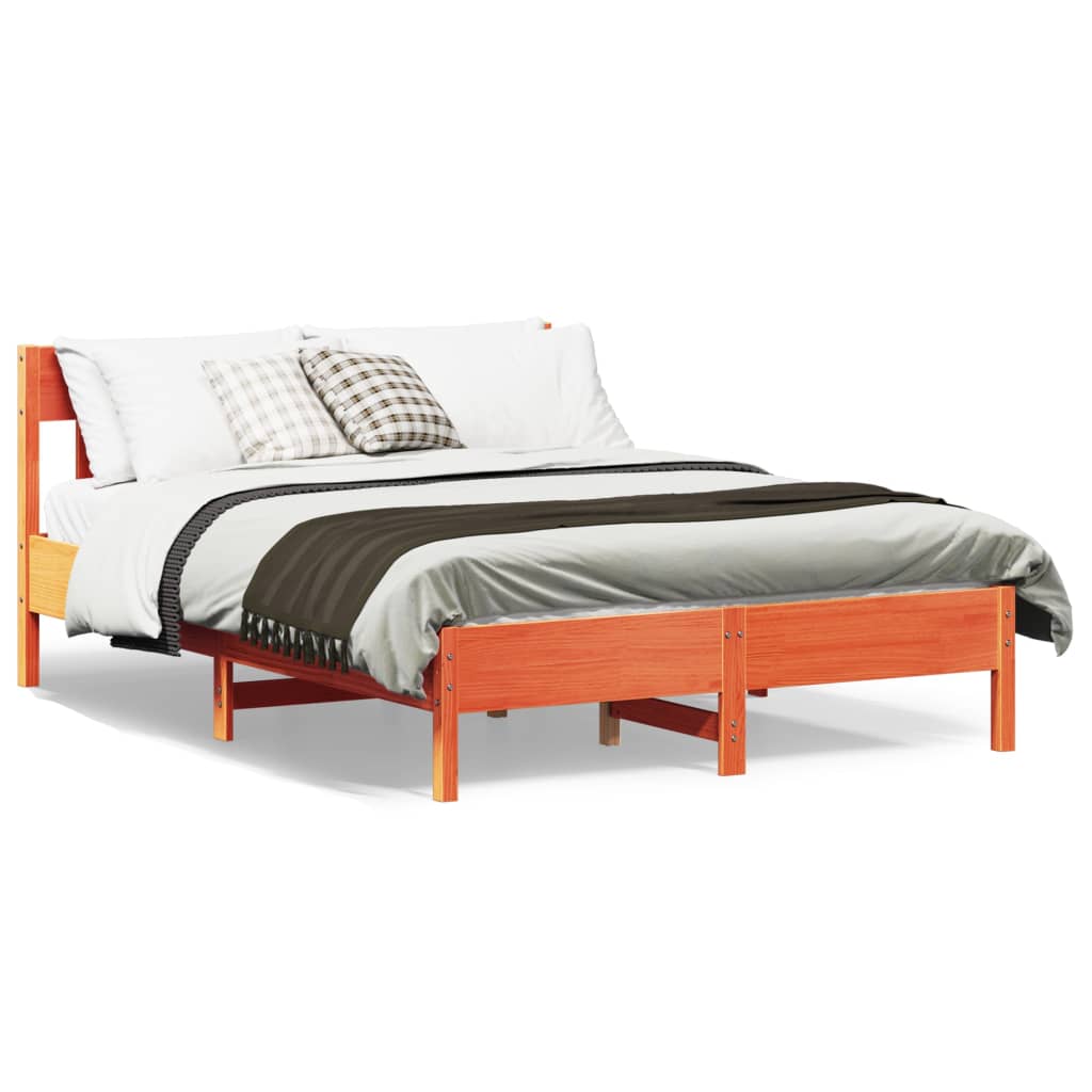 Letto Senza Materasso Marrone Cera 150x200 Cm In Legno Di Pino