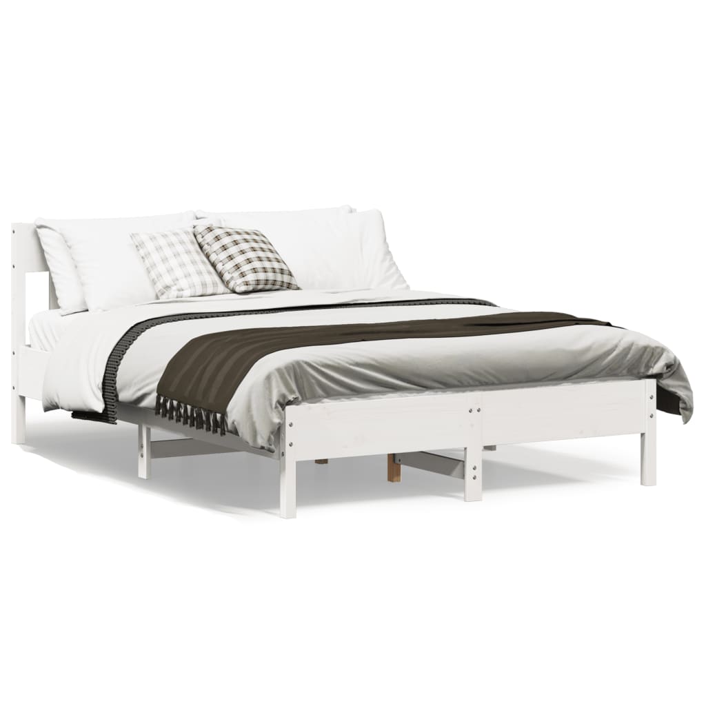 Letto Senza Materasso Bianco 135x190 Cm Legno Massello Di Pino