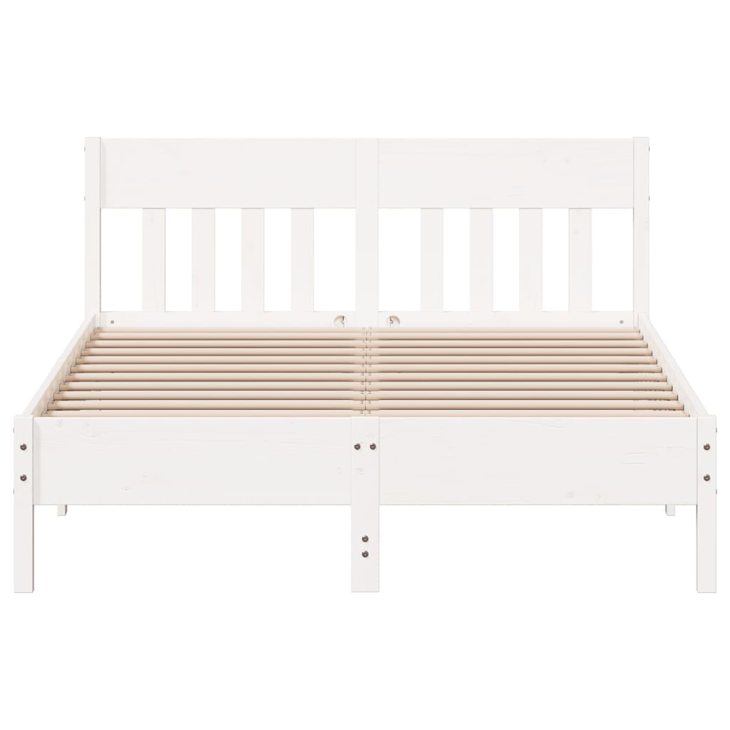 Letto Senza Materasso Bianco 135x190 Cm Legno Massello Di Pino - Image 4