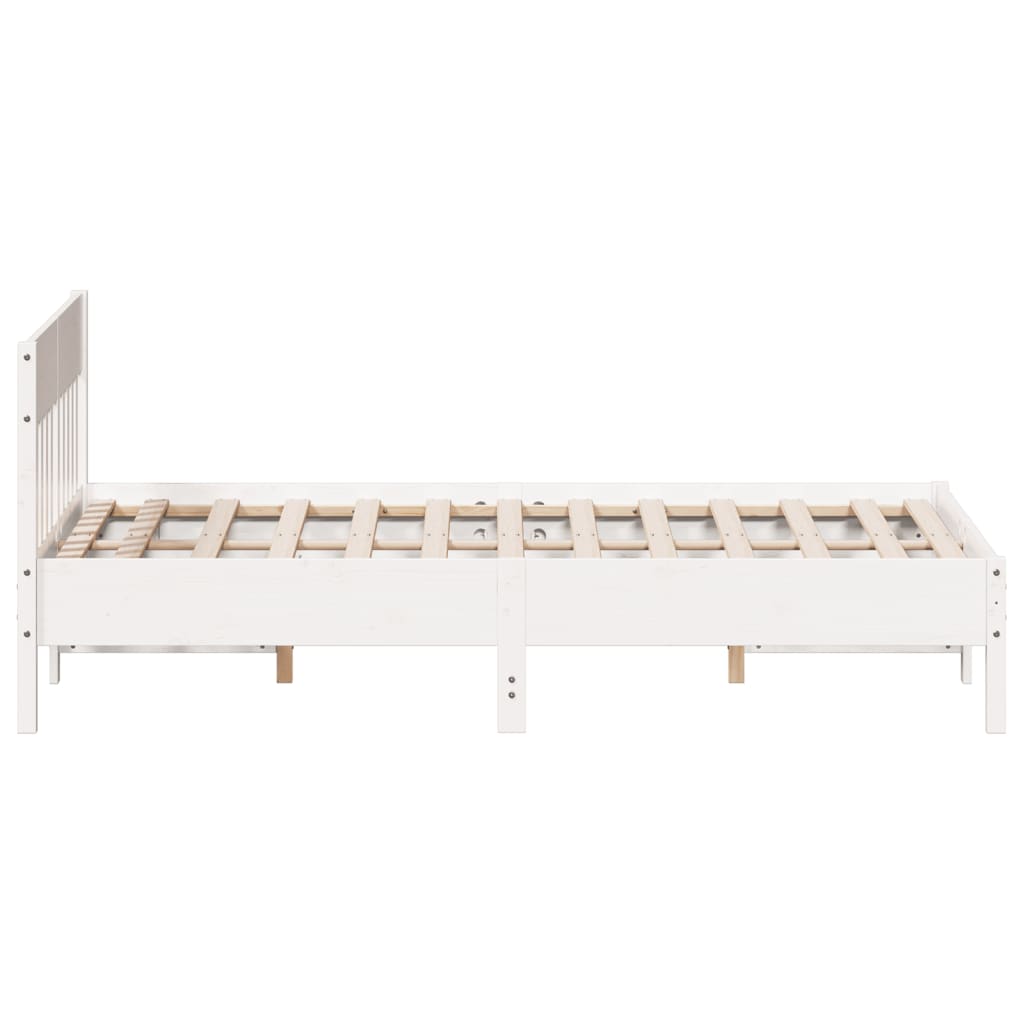 Letto Senza Materasso Bianco 135x190 Cm Legno Massello Di Pino - Image 5