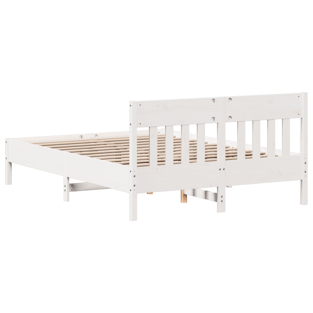 Letto Senza Materasso Bianco 135x190 Cm Legno Massello Di Pino - Image 6