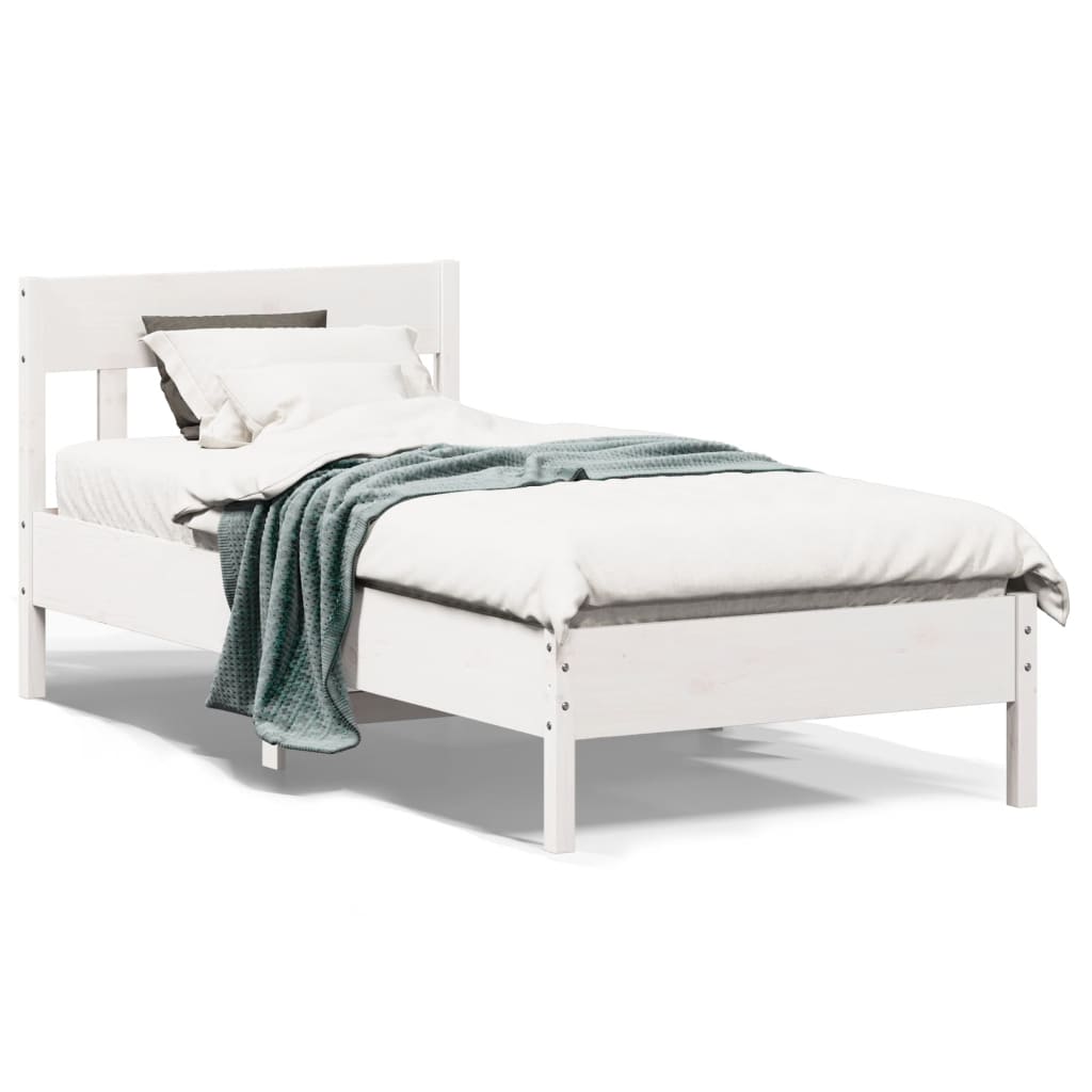 Letto Senza Materasso Bianco 75x190 In Legno Massello Di Pino