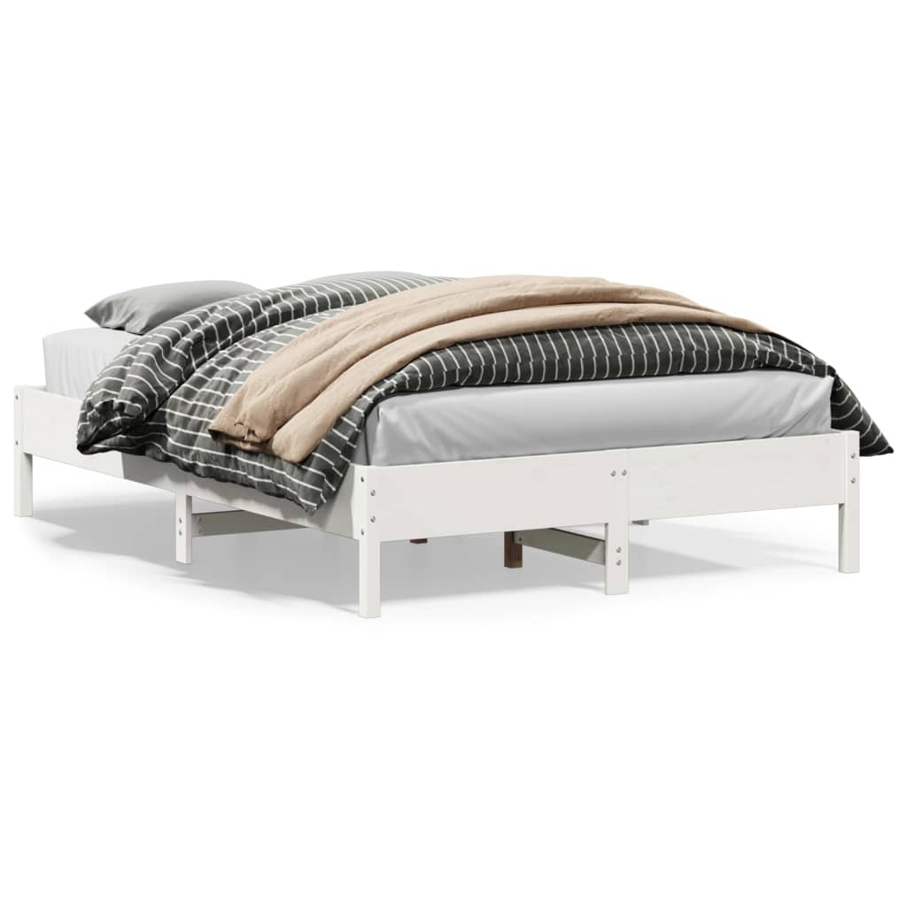 Letto Senza Materasso Bianco 150x200 Cm Legno Massello Di Pino
