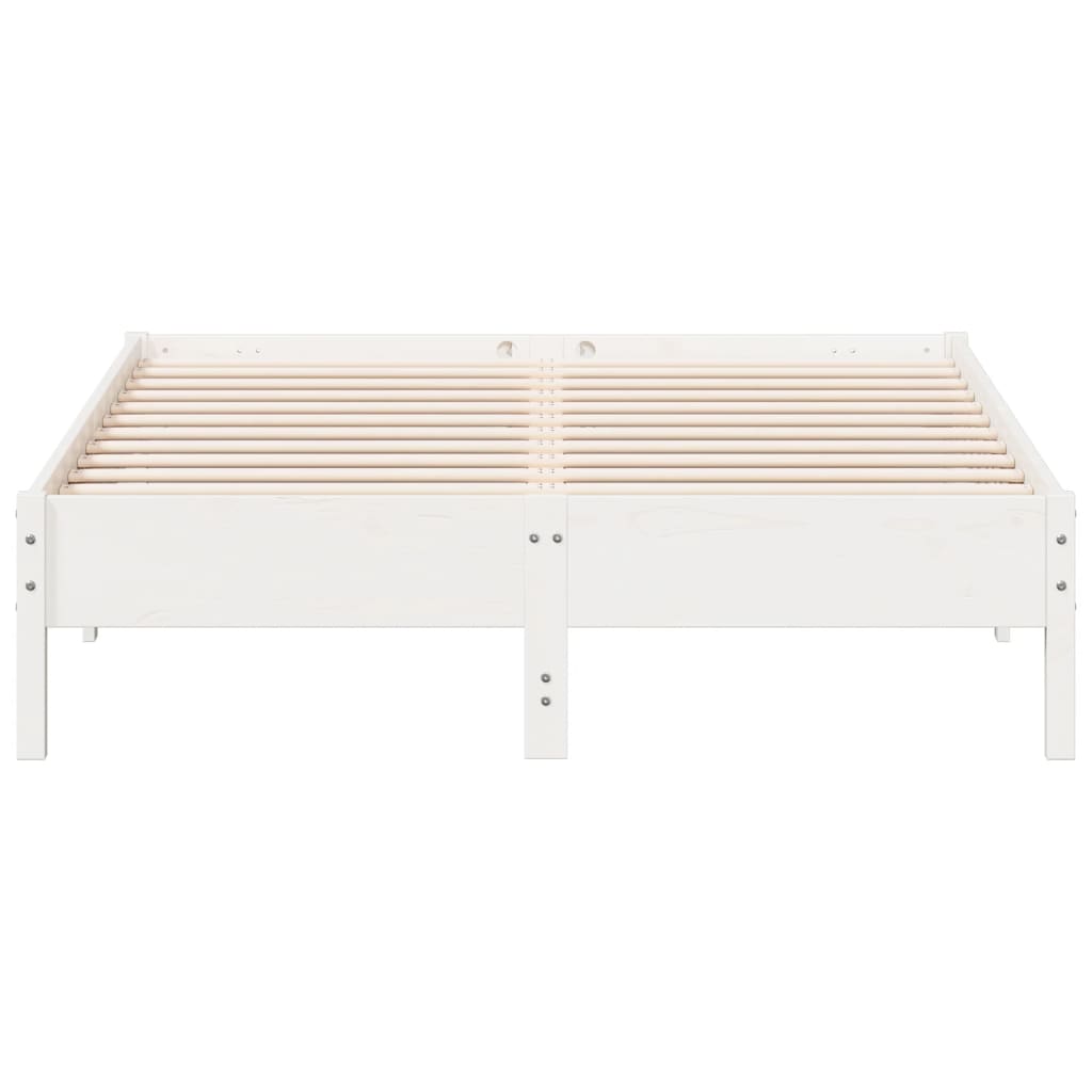 Letto Senza Materasso Bianco 150x200 Cm Legno Massello Di Pino - Image 4