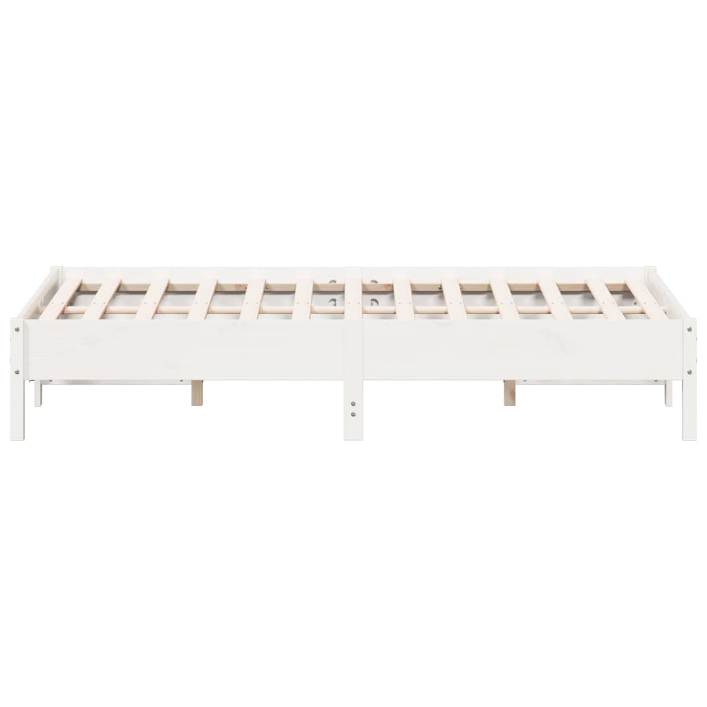 Letto Senza Materasso Bianco 150x200 Cm Legno Massello Di Pino - Image 5