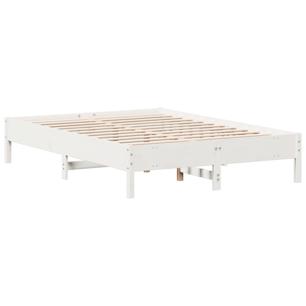 Letto Senza Materasso Bianco 150x200 Cm Legno Massello Di Pino - Image 6