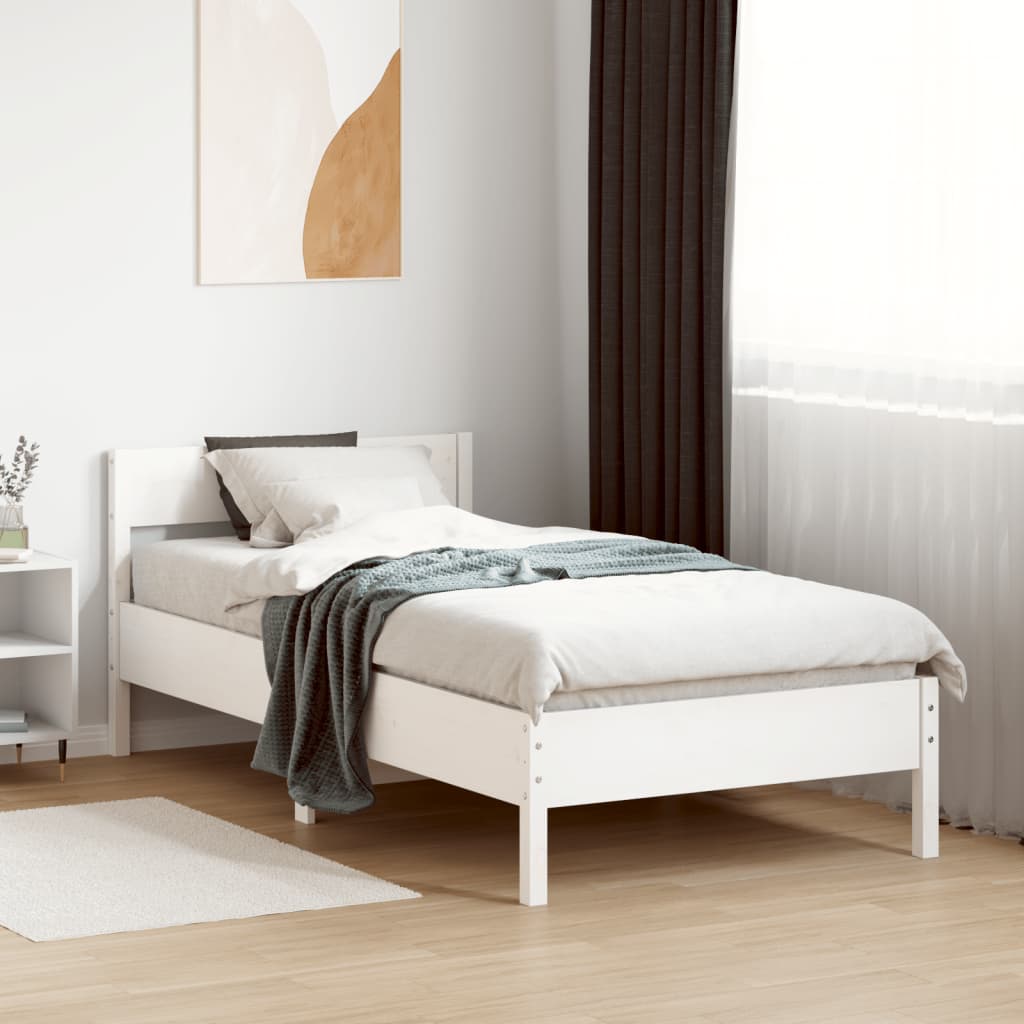 Letto Senza Materasso Bianco 75x190 In Legno Massello Di Pino