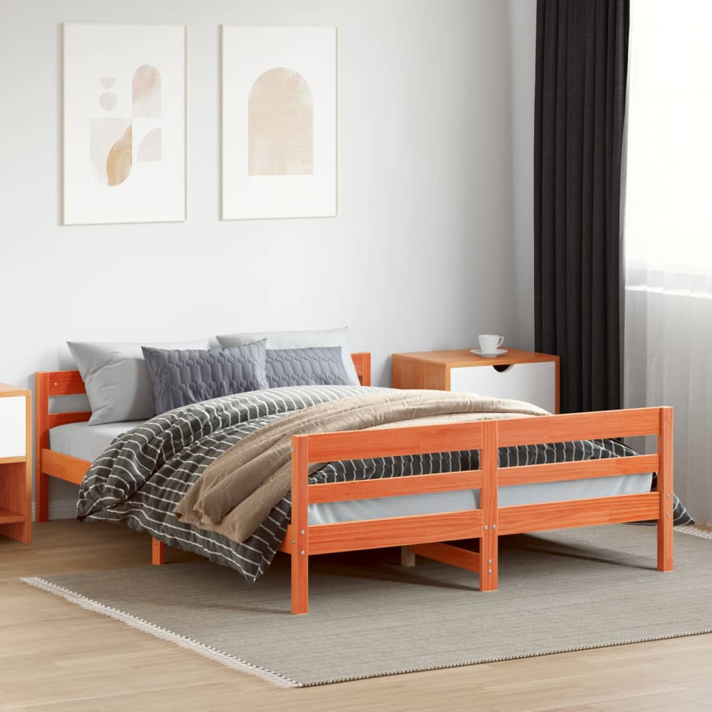 Letto Senza Materasso Marrone Cera 120x200 Cm In Legno Di Pino
