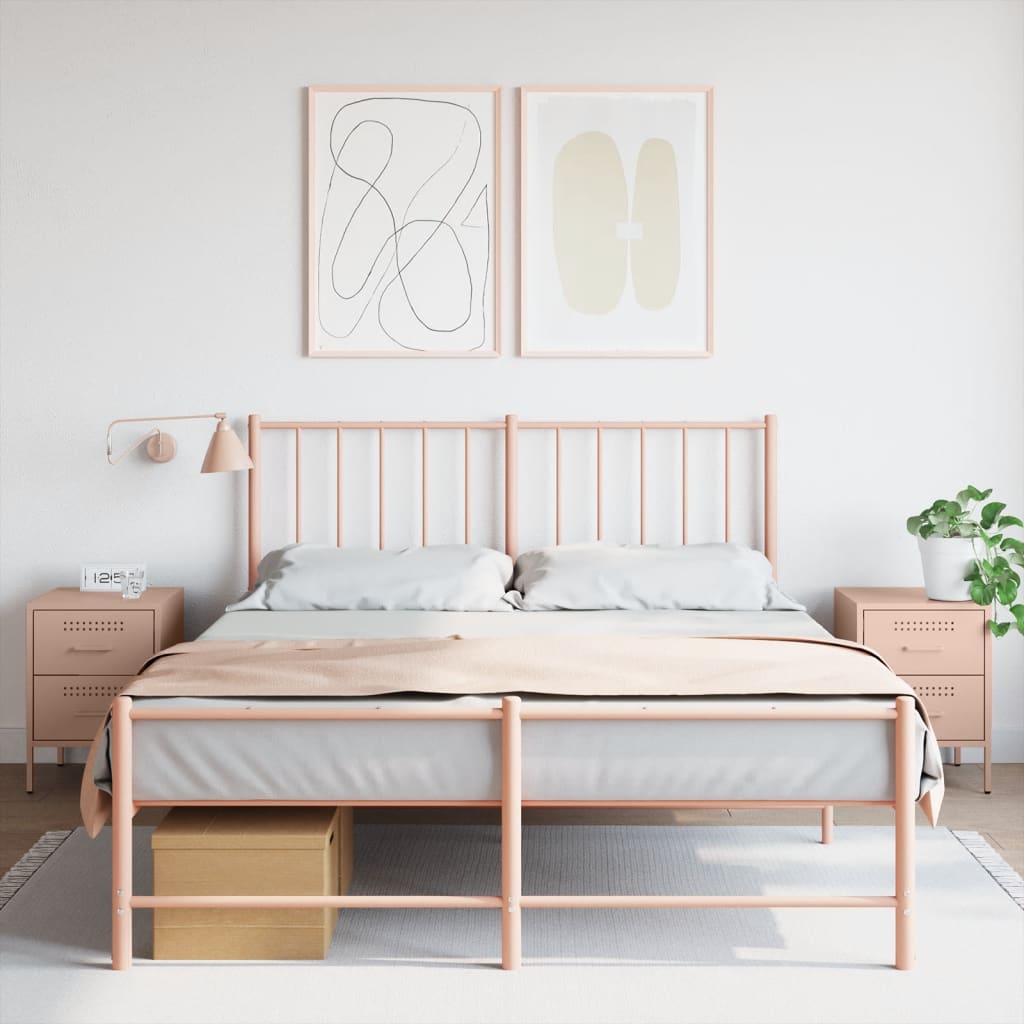 Comodini 2 Pz Rosa 36x39x50,5 Cm In Acciaio