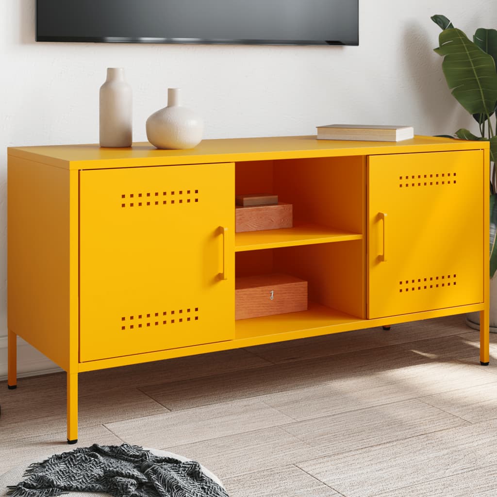 Mobile Tv Giallo Senape 100,5x39x50,5 Cm In Acciaio