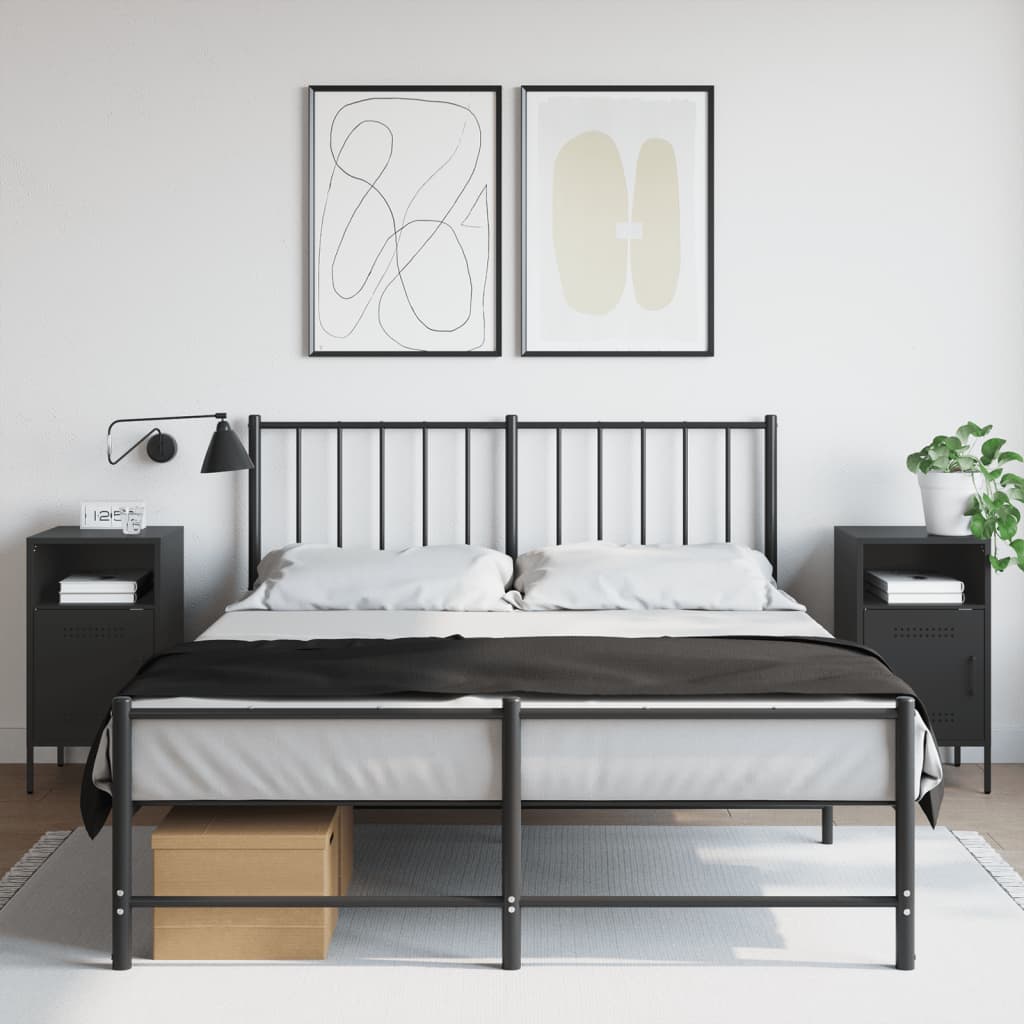 Comodini 2 Pz Neri 36x39x68 Cm In Acciaio