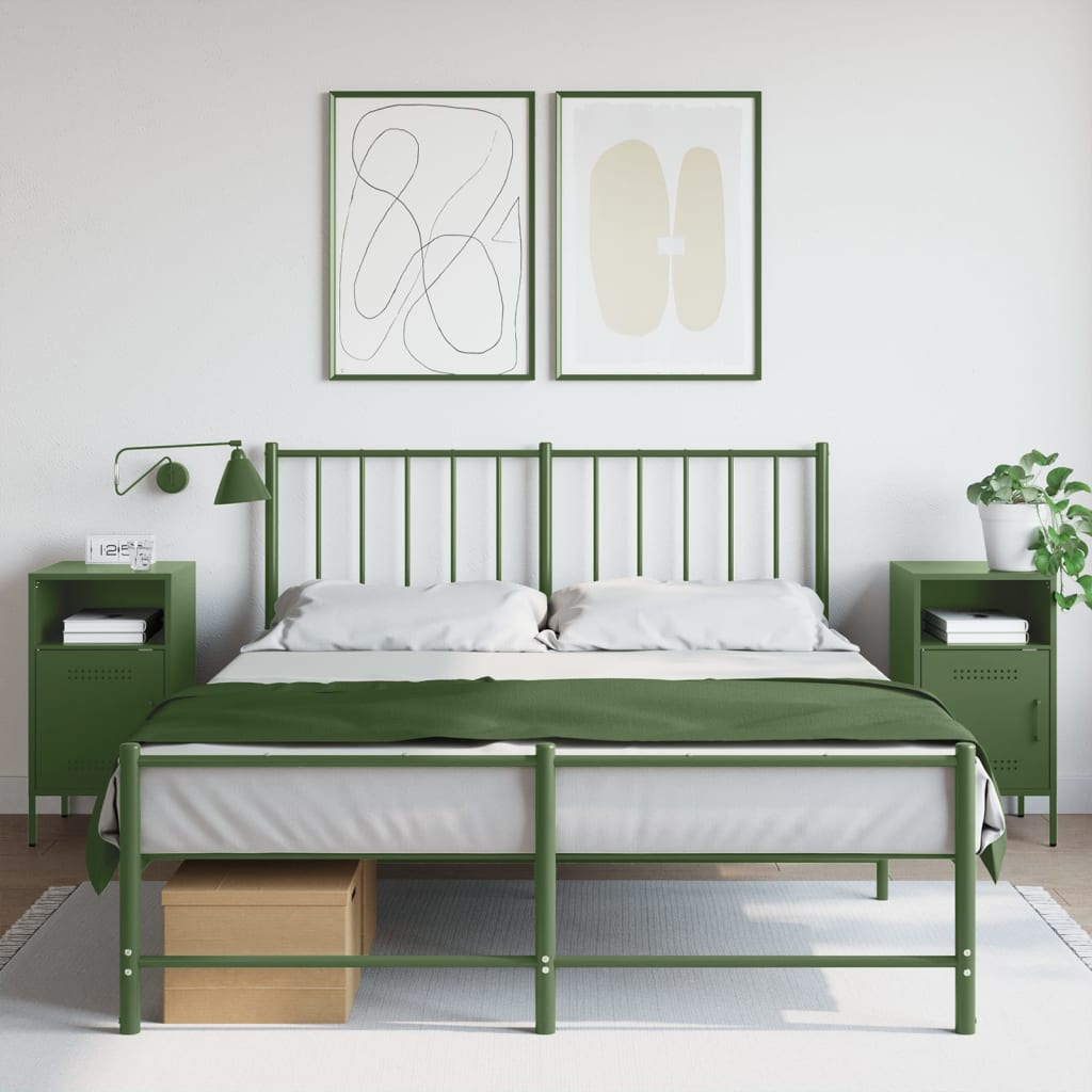 Comodini 2 Pz Verde Oliva 36x39x68 Cm In Acciaio