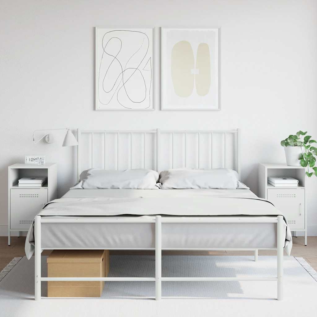 Comodini 2 Pz Bianchi 36x39x68 Cm In Acciaio