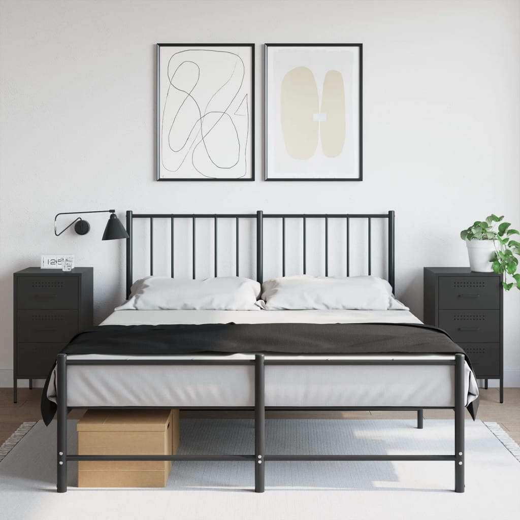 Comodini 2 Pz Neri 36x39x68 Cm In Acciaio