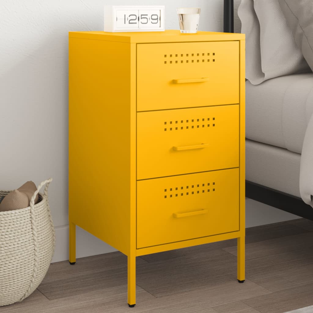 Comodino Giallo Senape 36x39x68 Cm In Acciaio