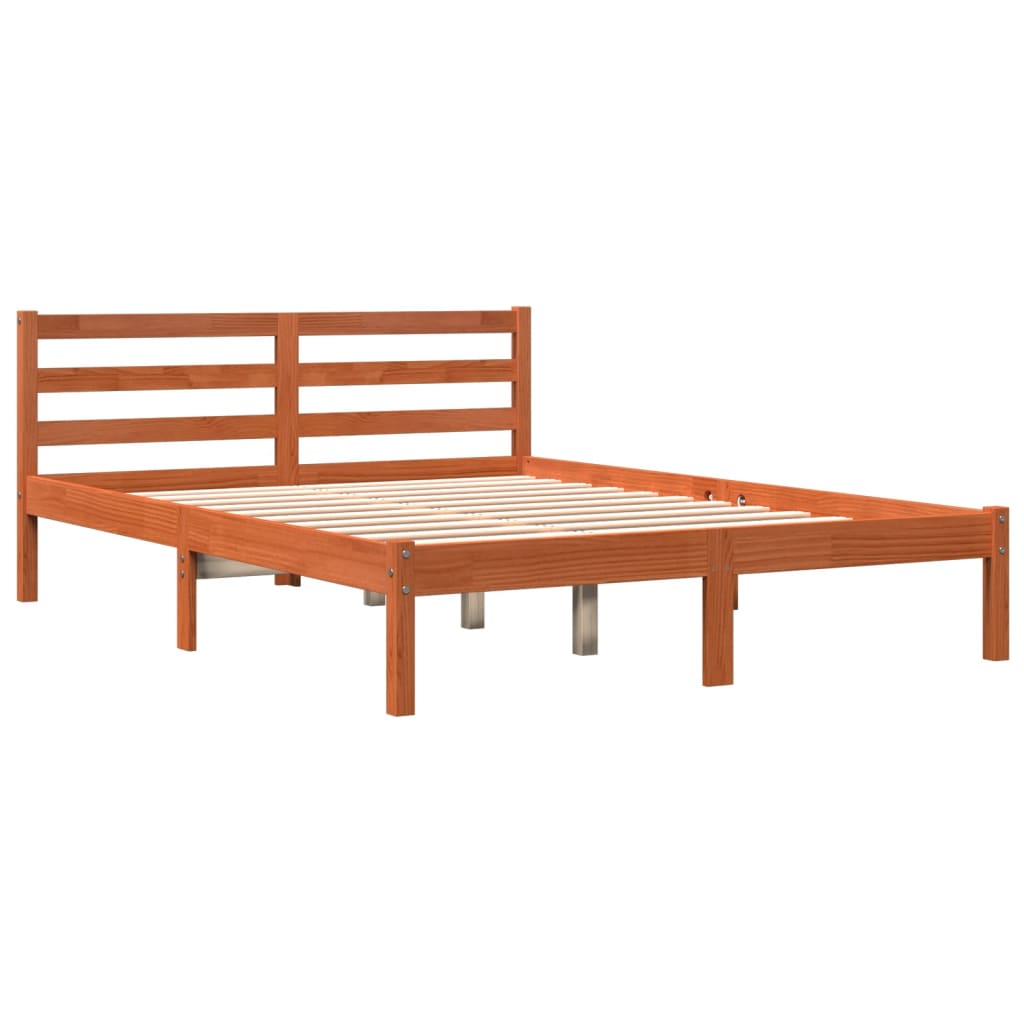 Letto Senza Materasso Marrone Cera 135x190 Cm In Legno Di Pino - Image 3