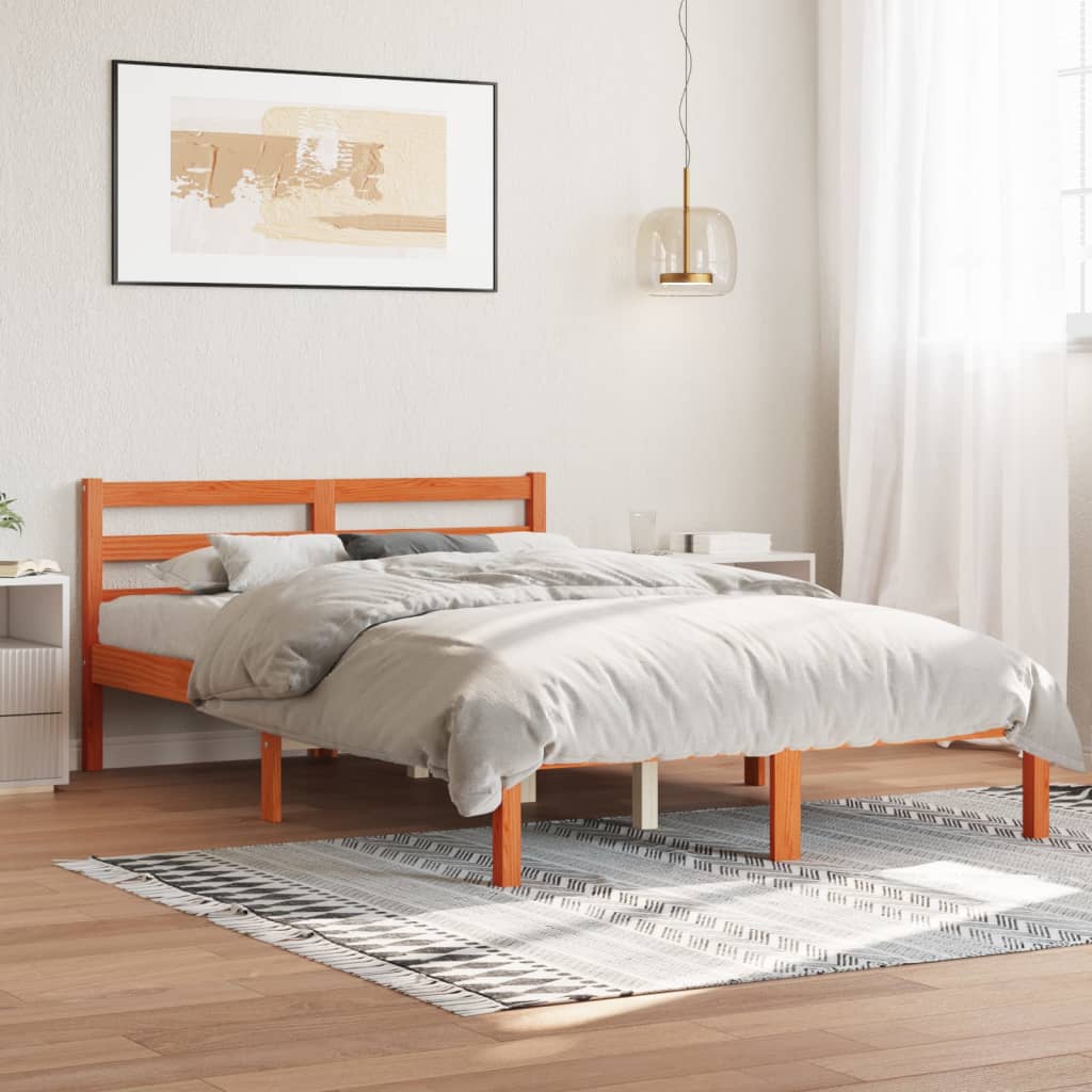 Giroletto Senza Materasso Marrone Cera 140x200cm Massello Pino