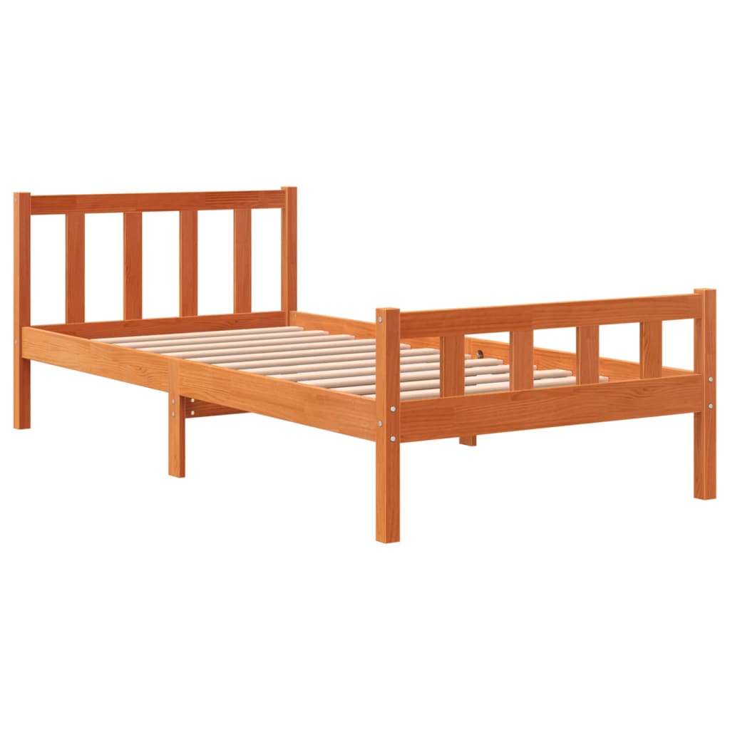 Letto Senza Materasso Marrone Cera 90x190 Cm In Legno Di Pino - Image 3