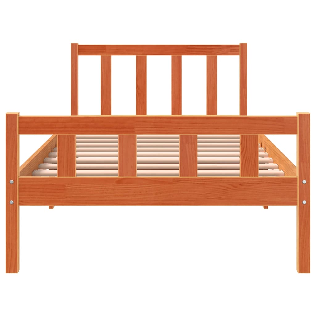 Letto Senza Materasso Marrone Cera 90x190 Cm In Legno Di Pino - Image 4