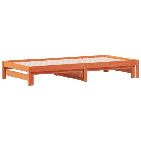 Divano Con Letto Estraibile Marrone Cera 80x200cm Massello Pino - Image 3