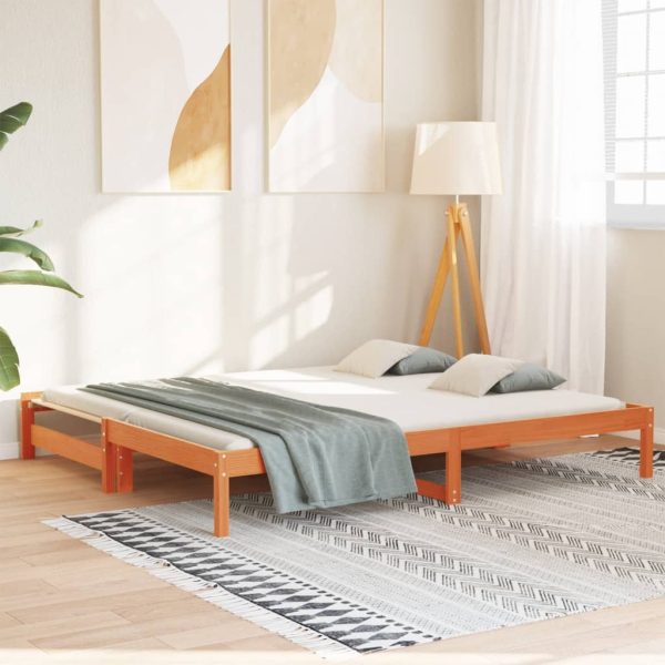 Divano Con Letto Estraibile Marrone Cera 80x200cm Massello Pino - Image 4