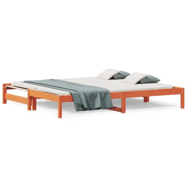 Divano Con Letto Estraibile Marrone Cera 80x200cm Massello Pino - Image 5