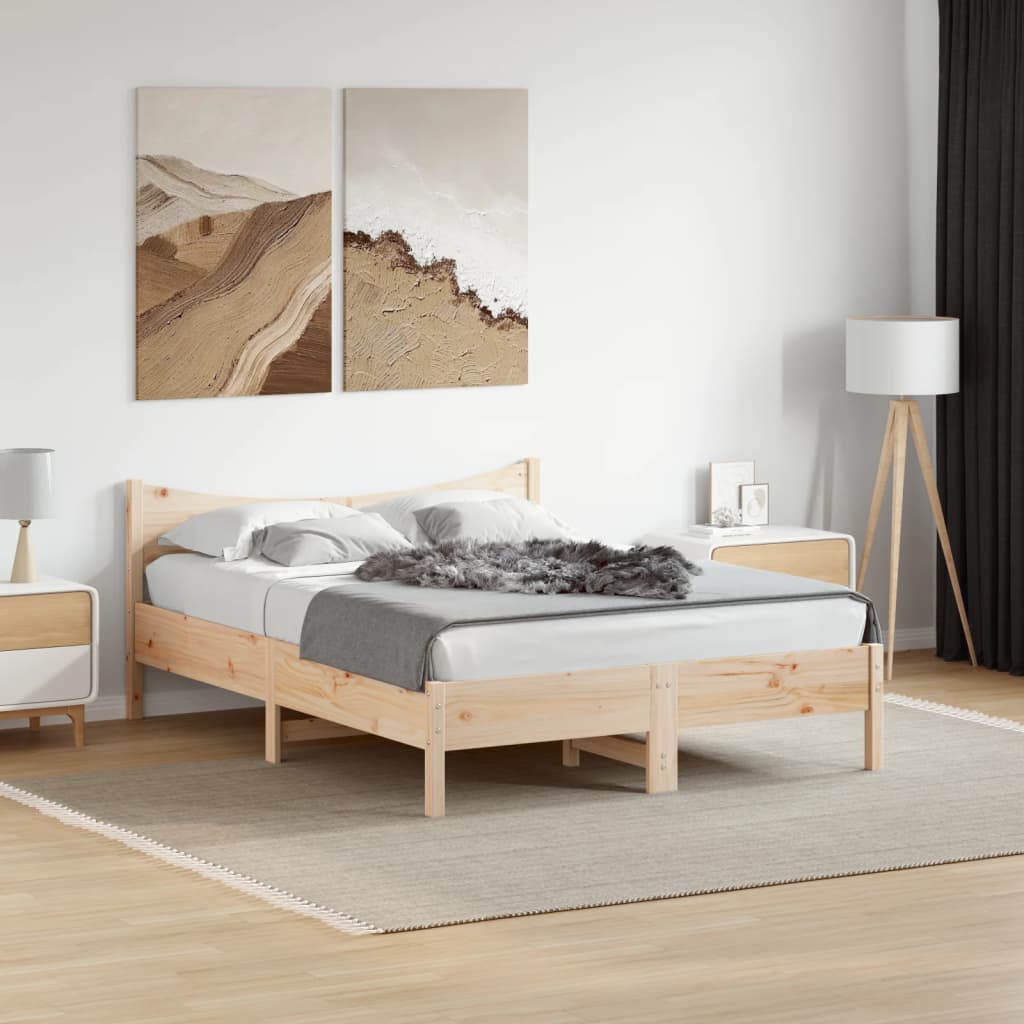Letto Senza Materasso 140x190 Cm In Legno Massello Di Pino