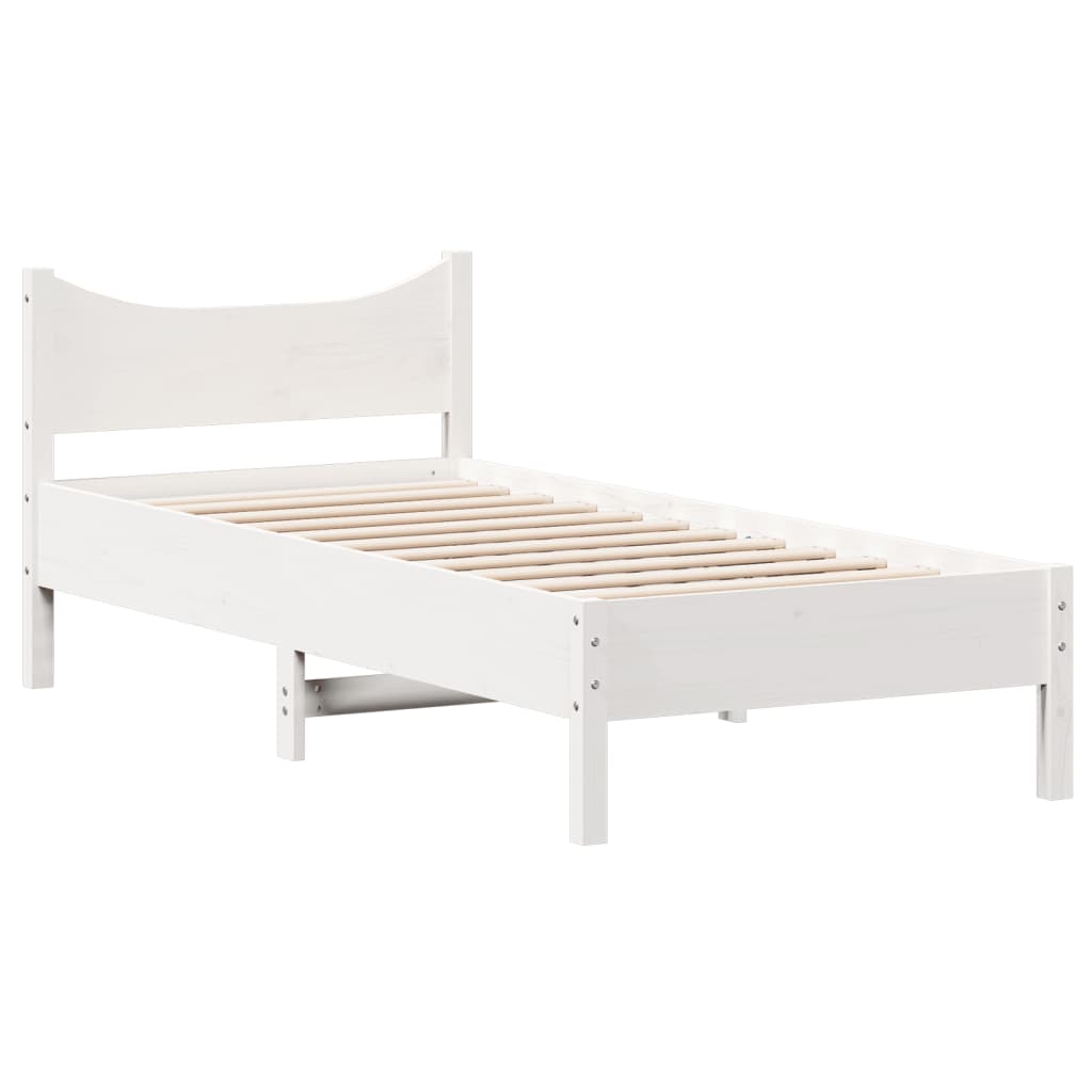 Letto Senza Materasso Bianco 90x190 Cm In Legno Massello Pino - Image 3