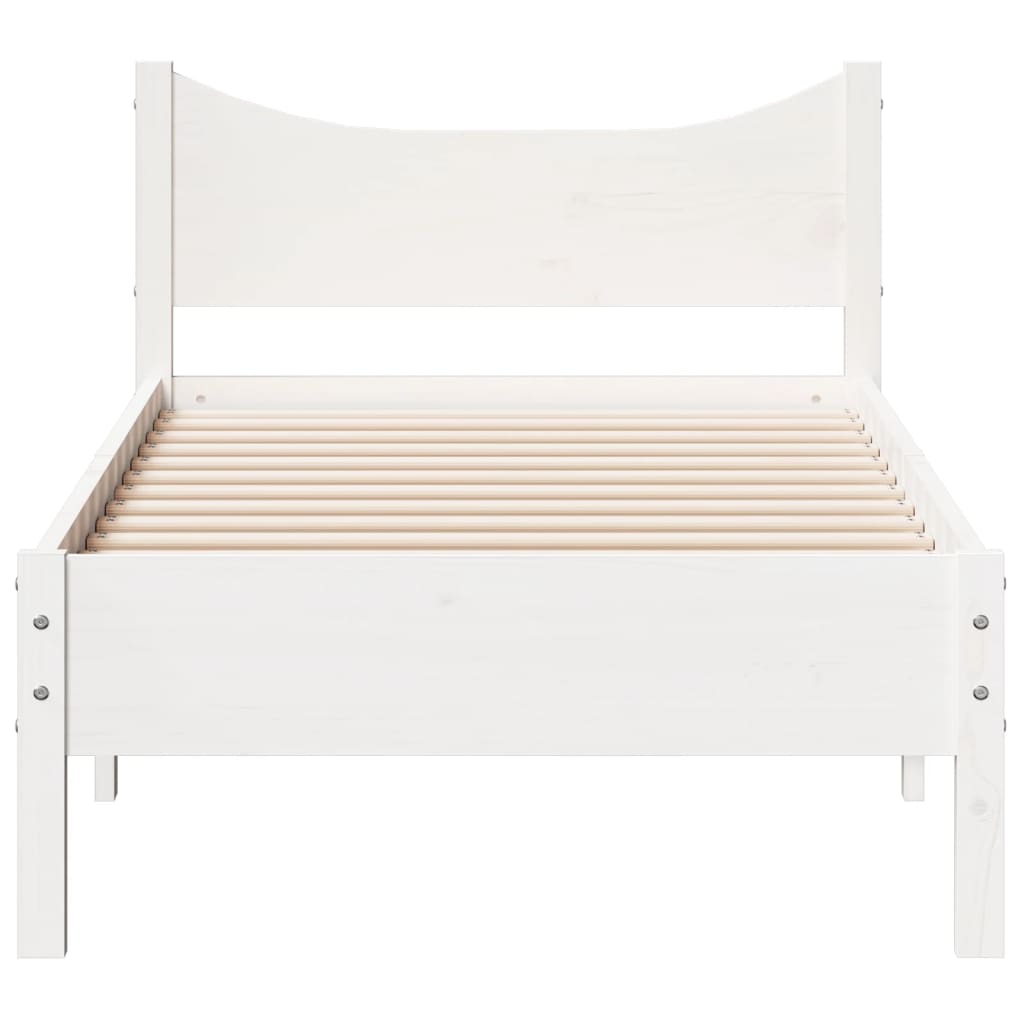 Letto Senza Materasso Bianco 90x190 Cm In Legno Massello Pino - Image 4